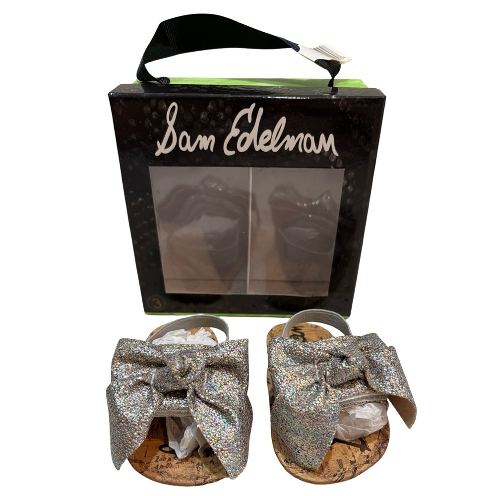Sam Edelman Baby Gigi Glitter Bow Dress Sandals/Shoes - Sz 3 USA